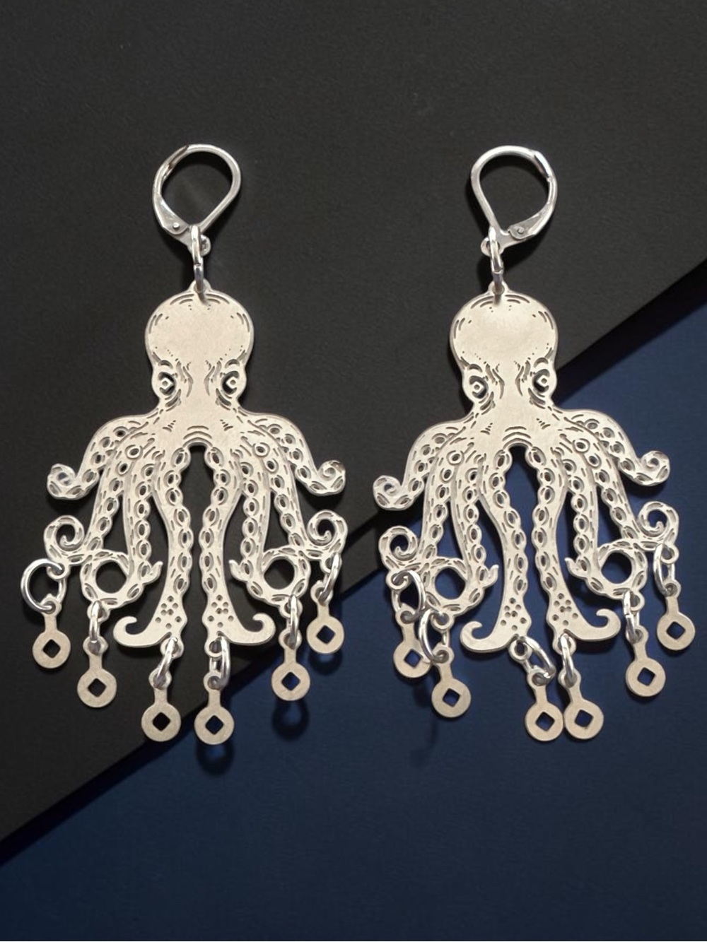 🆕 Sinister Octopus Laser Etched Dangle Earrings